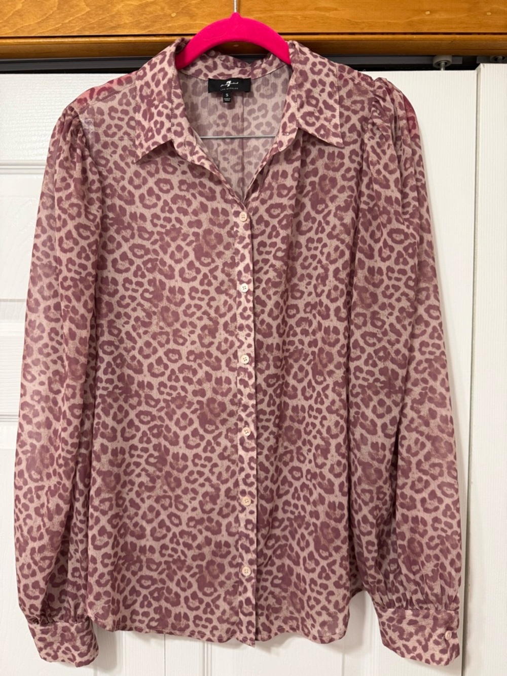 7 For All Mankind Mauve Leopard Print Button-Down Shirt